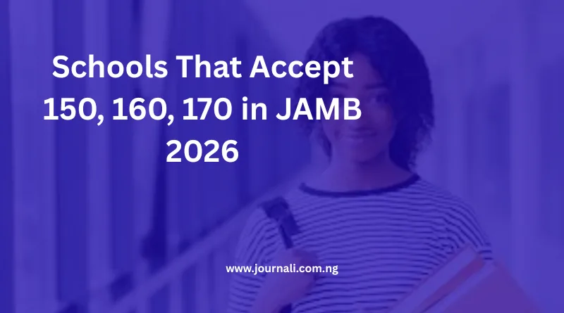Schools That Accept 150, 160, 170 in JAMB 2026